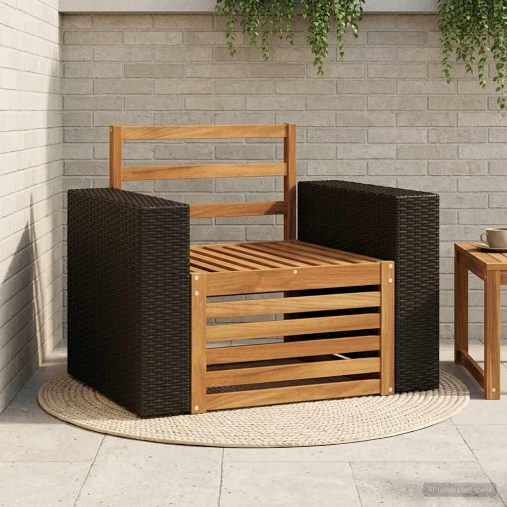 Udendørs mellemsofa i massivt akacietræ - naturfarve, modul til loungesæt