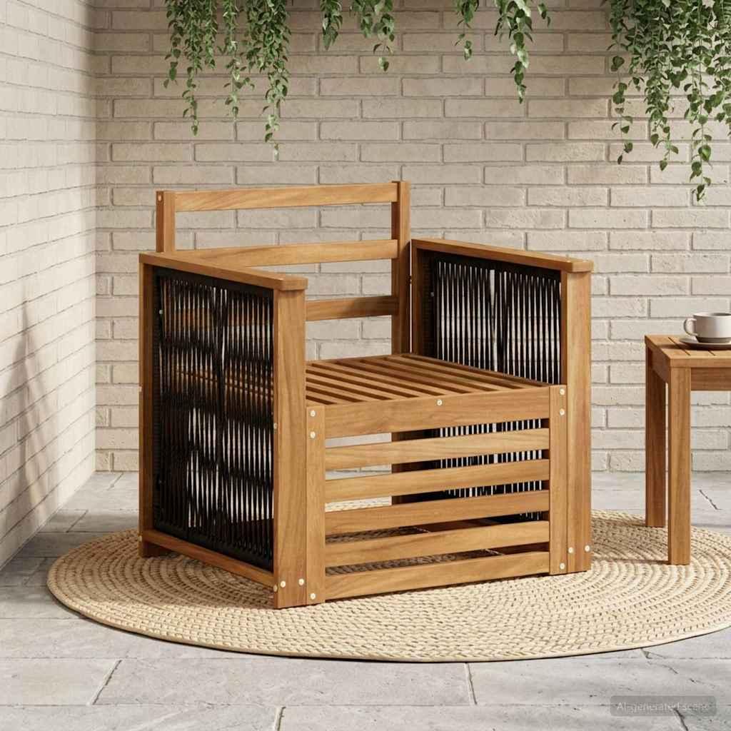 Udendørs mellemsofa i akacietræ - naturfarvet, modul til loungesæt
