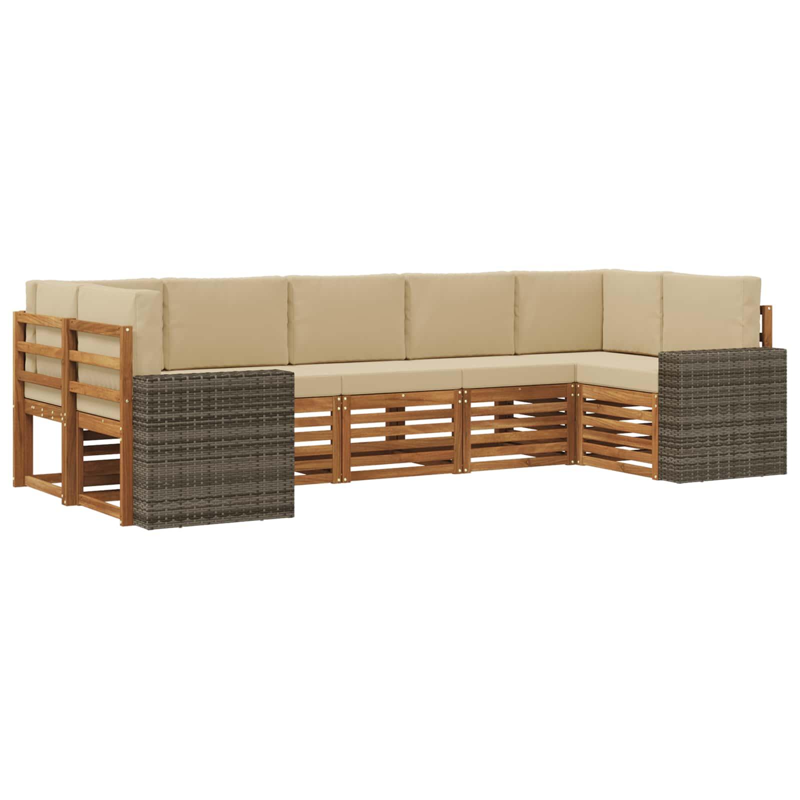 Sektionalsofa sæt med pude 7 stk Naturlig og Beige Polyester