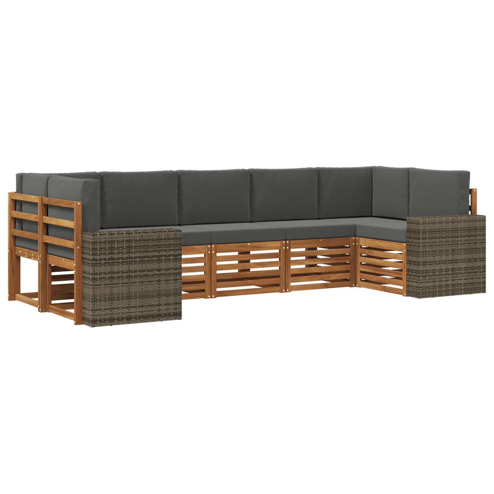 Sektionalsofa sæt med pude 7 stk Naturlig og Antracit Polyester