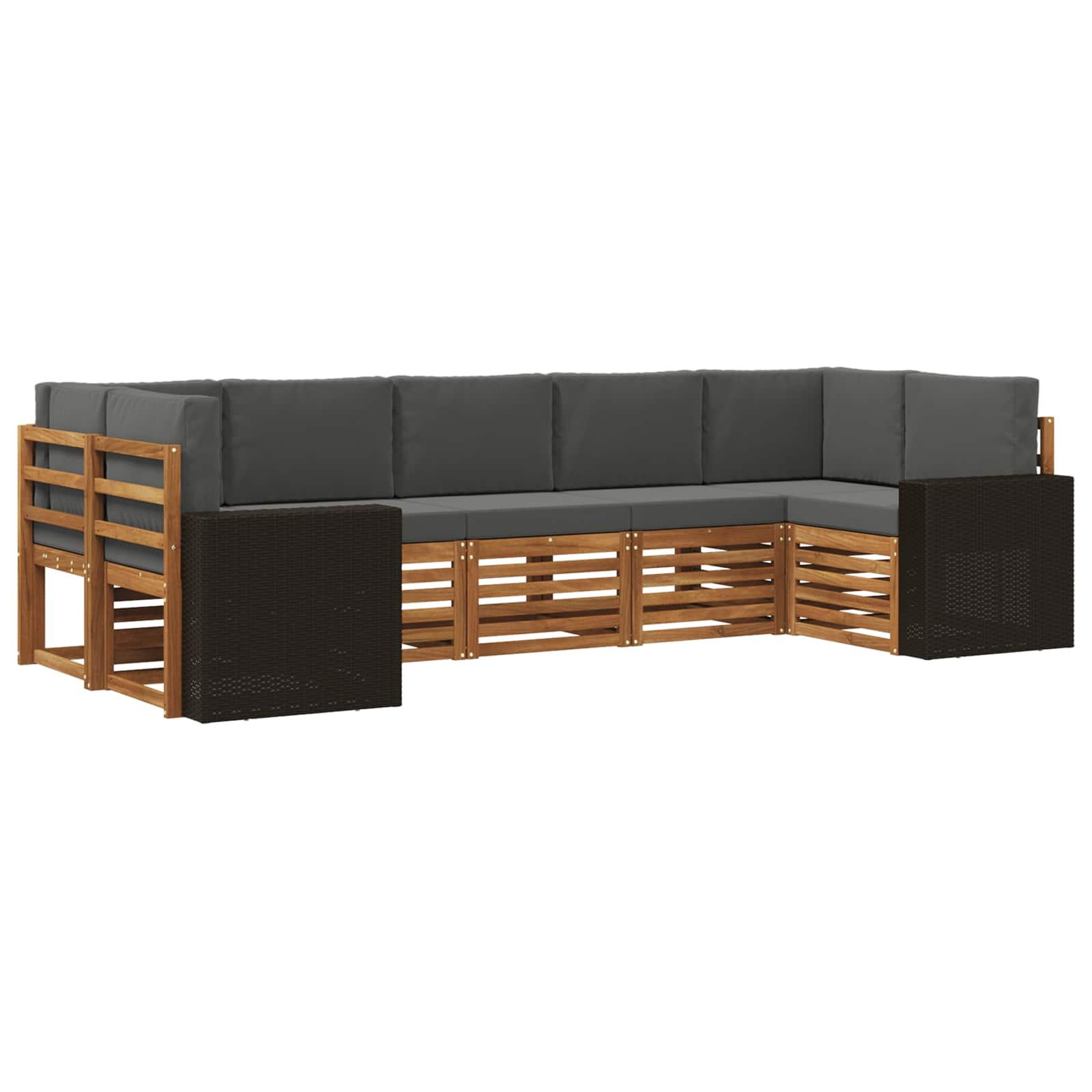 Sektionalsofa sæt med pude 7 stk Naturlig og Antracit Polyester
