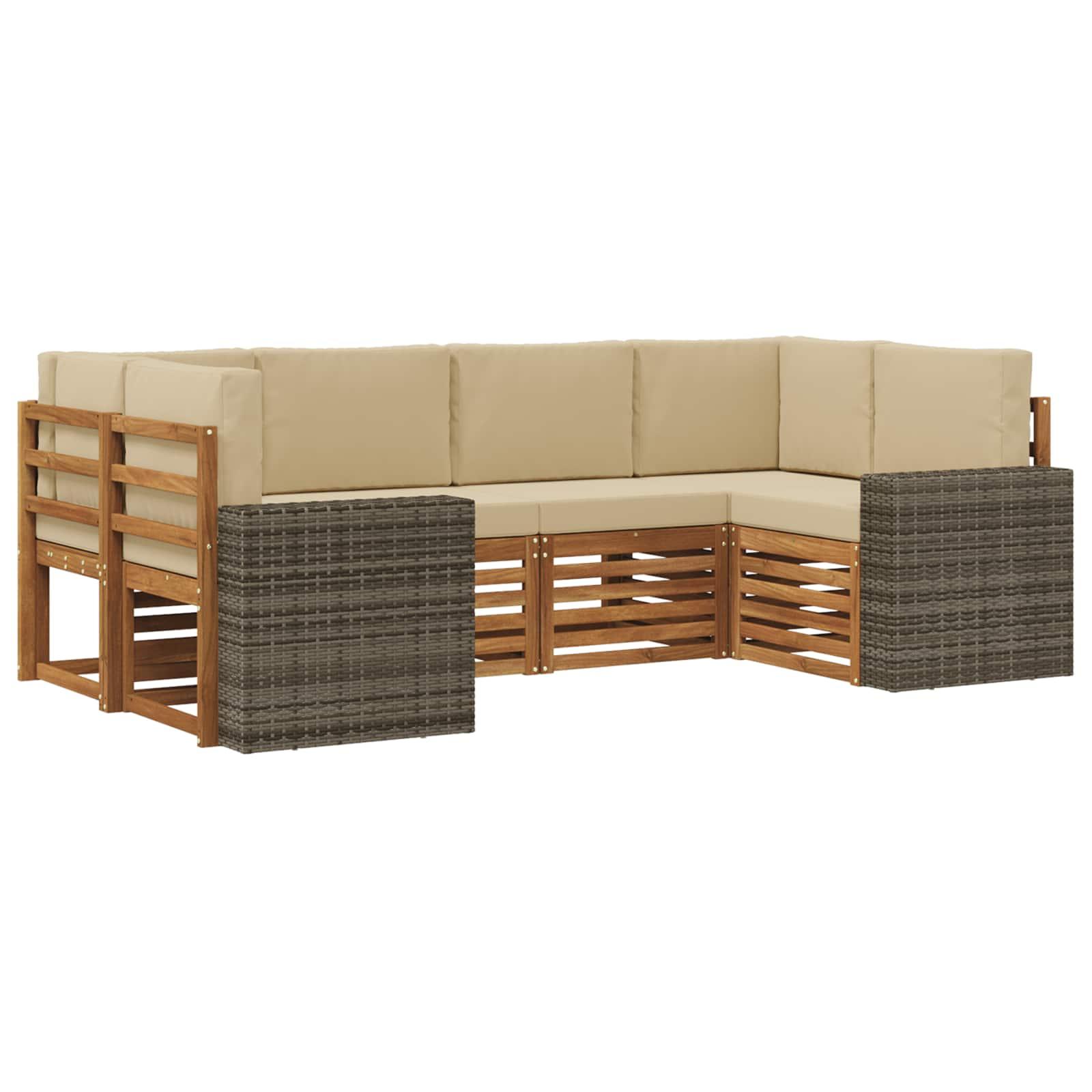 Sektionalsofa sæt med pude 6 stk Naturlig og Beige Polyester