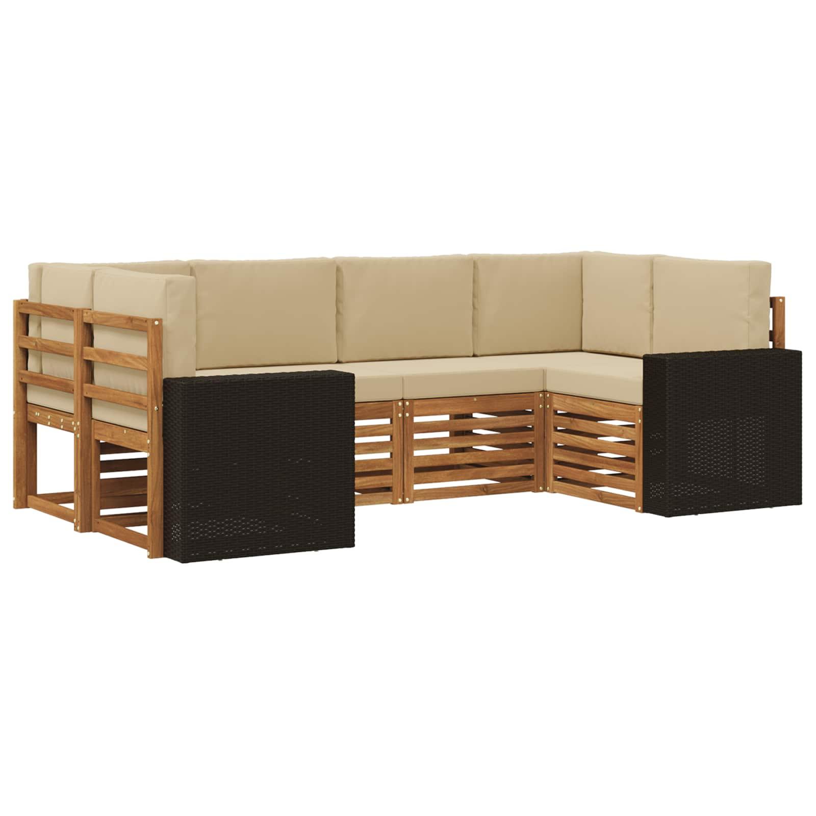 Sektionalsofa sæt med pude 6 stk Naturlig og Beige Polyester