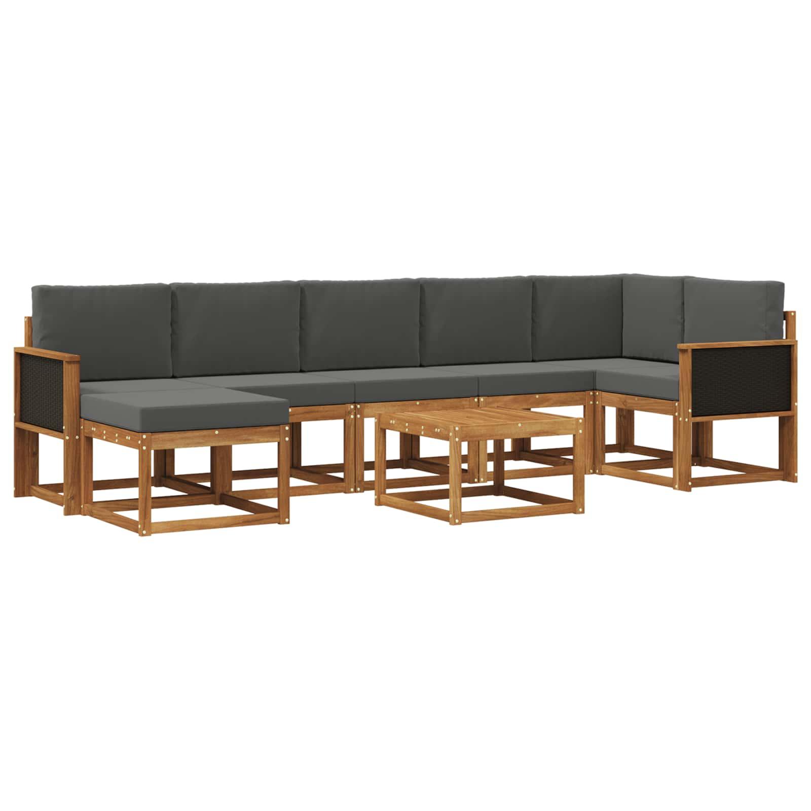 Udendørs sofagruppe 8 stk Naturlig og Antracit Polyester