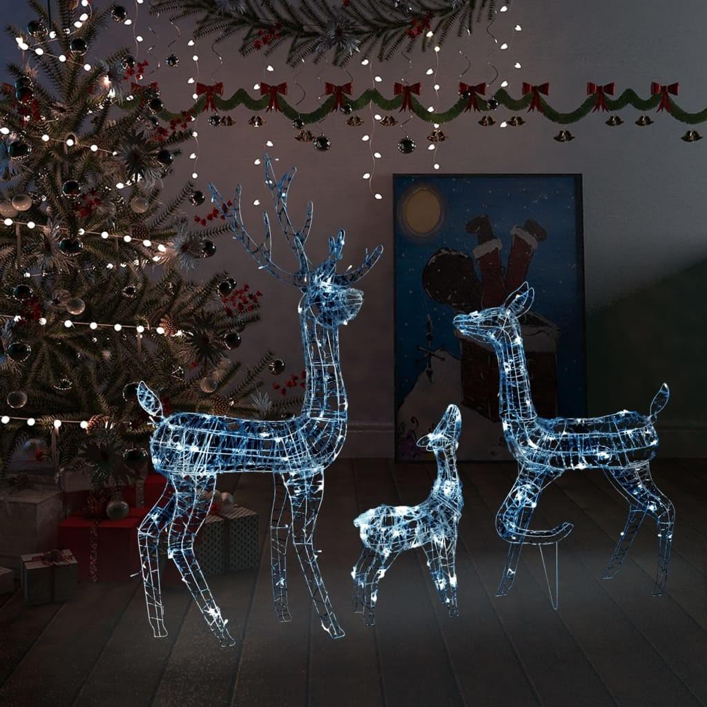 Juledekoration rensdyrfamilie 300 LED'er akryl kold hvid