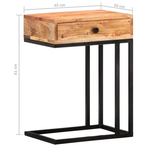 U-formet sidebord 45x30x61 cm massivt akacietræ