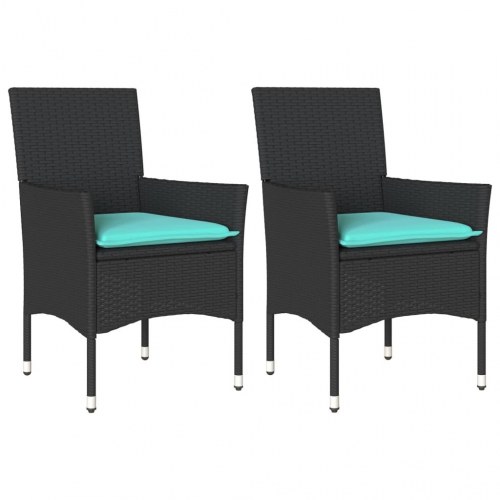 Havestole med hynder 2 stk. polyrattan sort