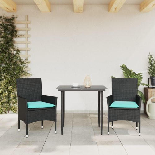 Havestole med hynder 2 stk. polyrattan sort