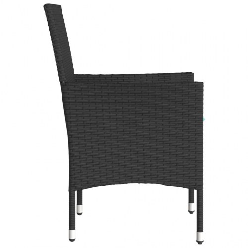 Havestole med hynder 2 stk. polyrattan sort