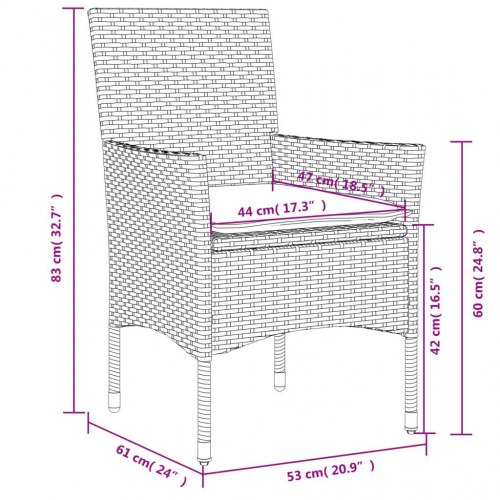 Havestole med hynder 2 stk. polyrattan sort