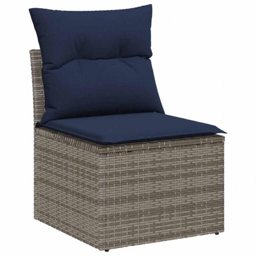 Havesofa Sæt med pude 9 stk Grå polyrattan