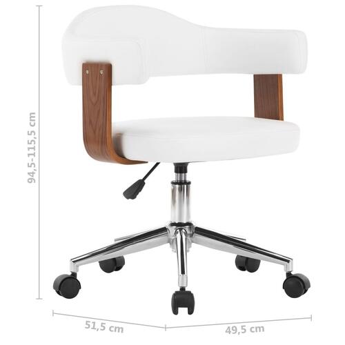 Drejelig spisebordsstol bøjet træ og kunstlæder hvid