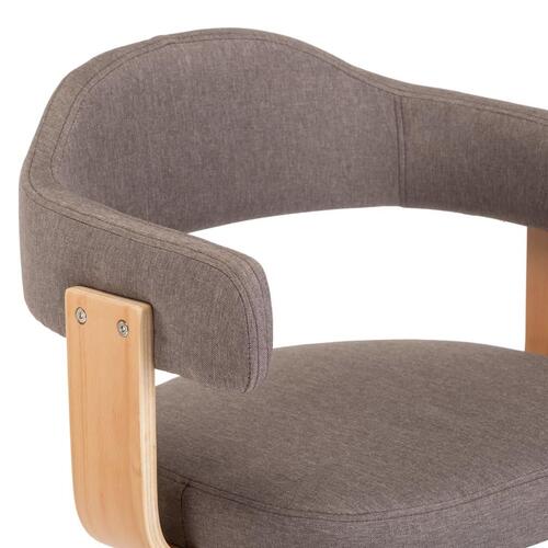 Drejelig spisebordsstol bøjet træ og stof gråbrun