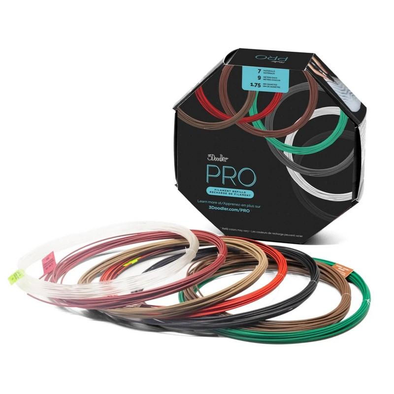 3Doodler PRO-FILLS filament - PLA, PLA-CF, træfiber og kobber - 1,75 mm, 9 m