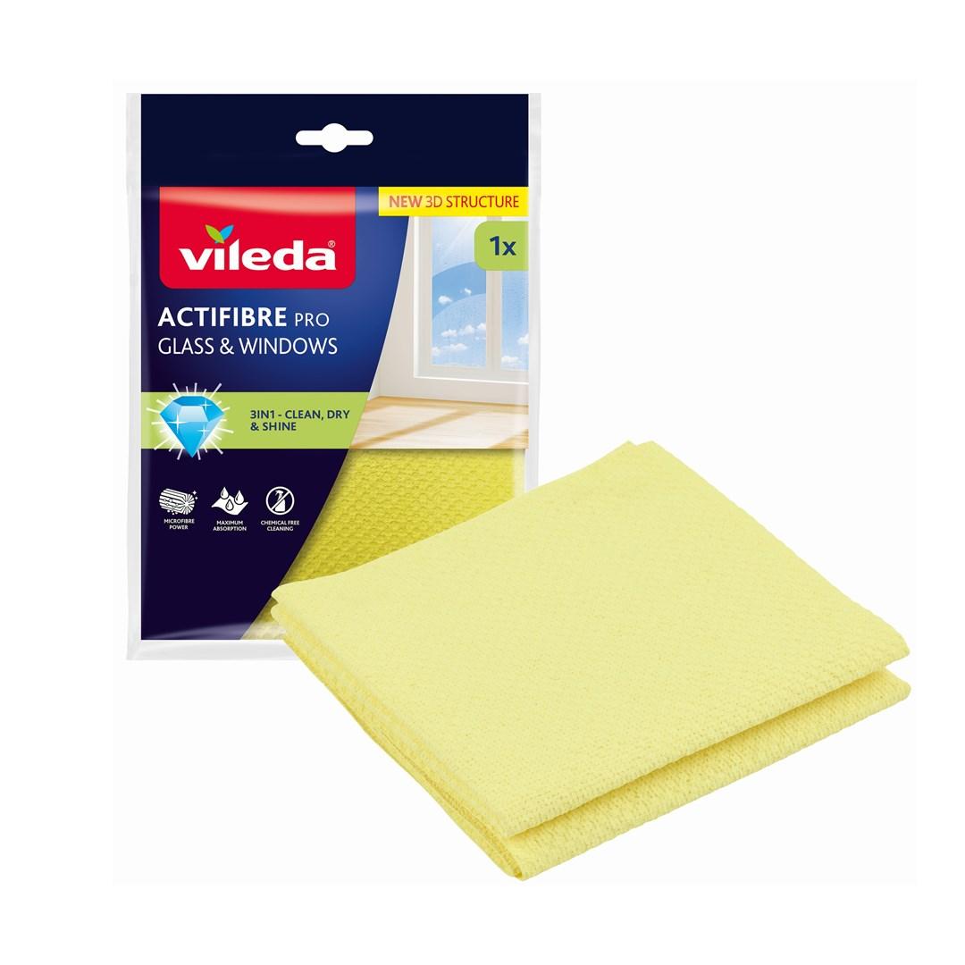 Vileda Actifibre Pro glas- og vinduesklud - gul, 1 stk.