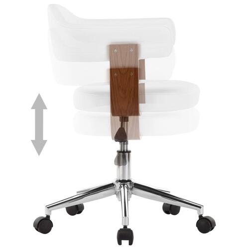 Drejelige spisebordsstole 6 stk. bøjet træ og kunstlæder hvid