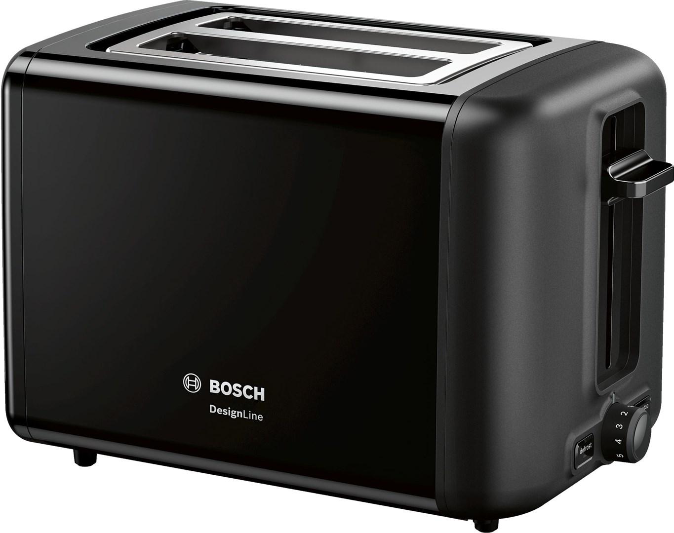 Bosch DesignLine TAT3P423 brødrister - 2 skiver, 970 W, sort billede