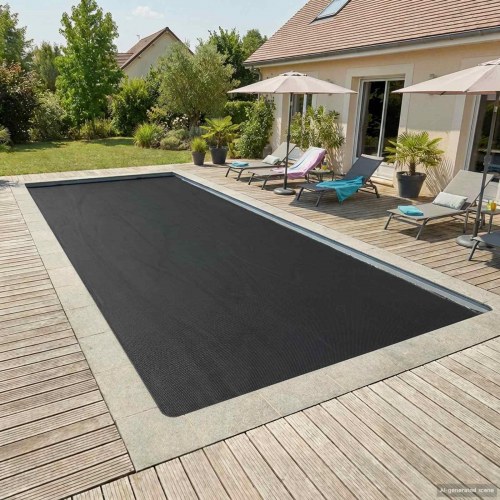 Sol pooldækken 1000 × 500 cm - firkantet PE, sort (110 μm)