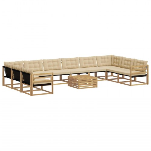 Udendørs sofagruppe med pude 11 stk Hvid og Beige