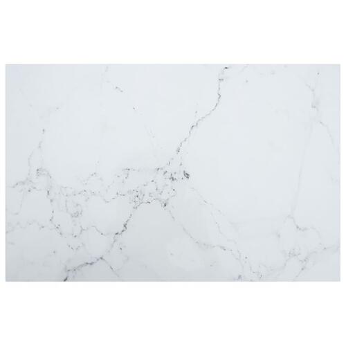 Bordplade 100x62 cm 8 mm hærdet glas med marmordesign hvid