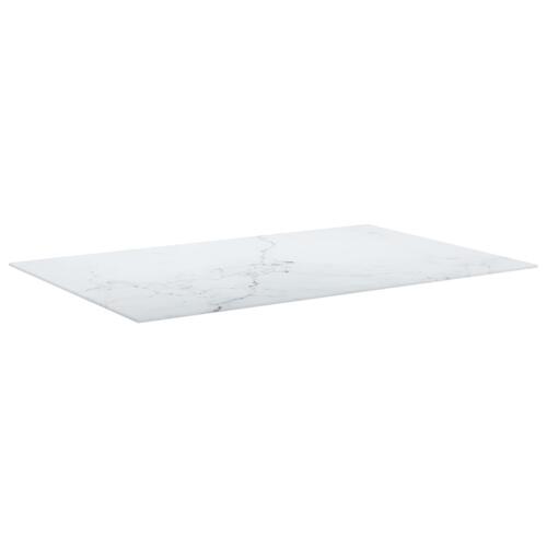 Bordplade 100x62 cm 8 mm hærdet glas med marmordesign hvid