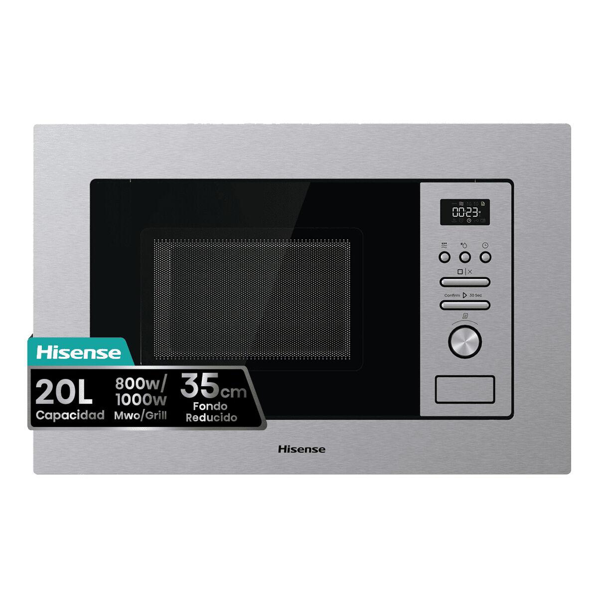 Hisense BIM320G41X integreret mikrobølgeovn med grill - stål, 20 l, 800/1000 W (OUTLET A)