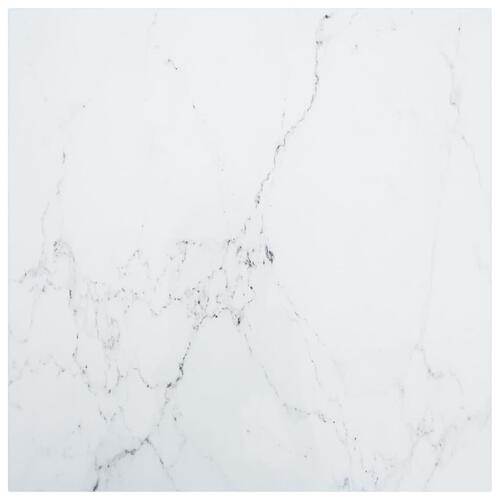 Bordplade 70x70 cm 6 mm hærdet glas med marmordesign hvid