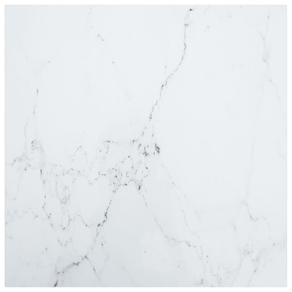 Bordplade 70x70 cm 6 mm hærdet glas med marmordesign hvid