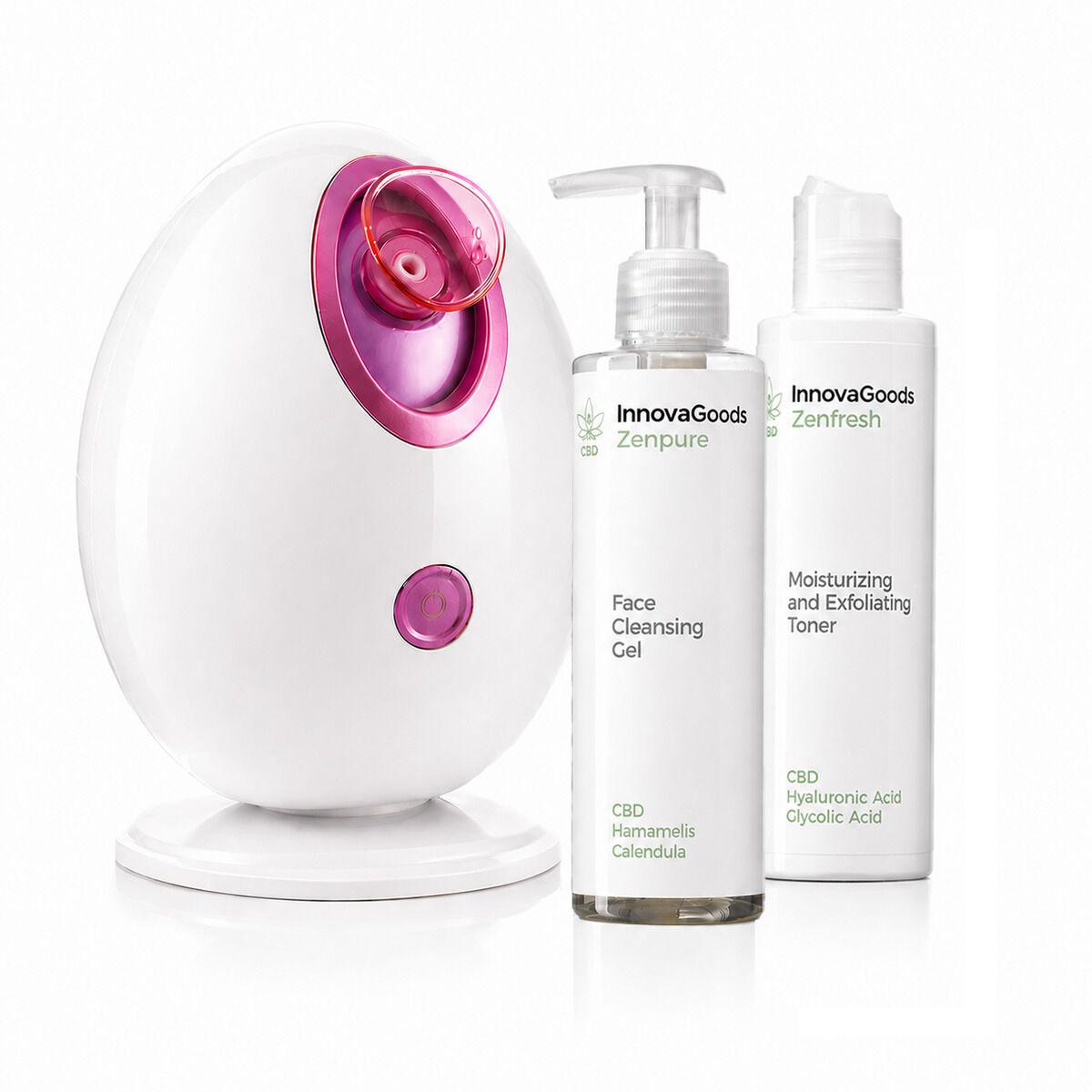 Pakke: Elektrisk ansigtsdamper + CBD ansigtsrens Zenpure 200 ml og CBD toner Zenfresh 150 ml