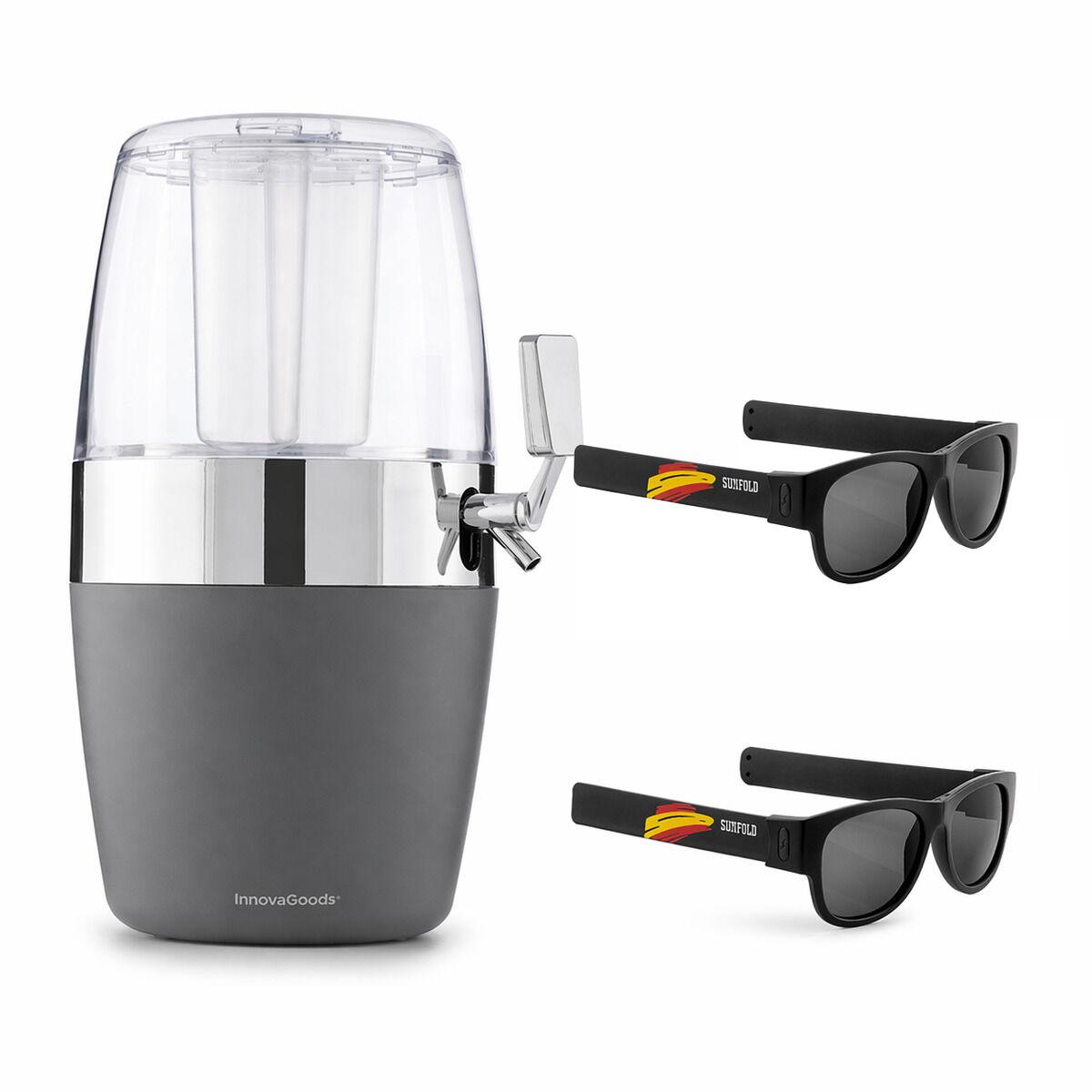 Køledrikdispenser 4 l + 2 sammenrullelige solbriller Sunfold Spain Black