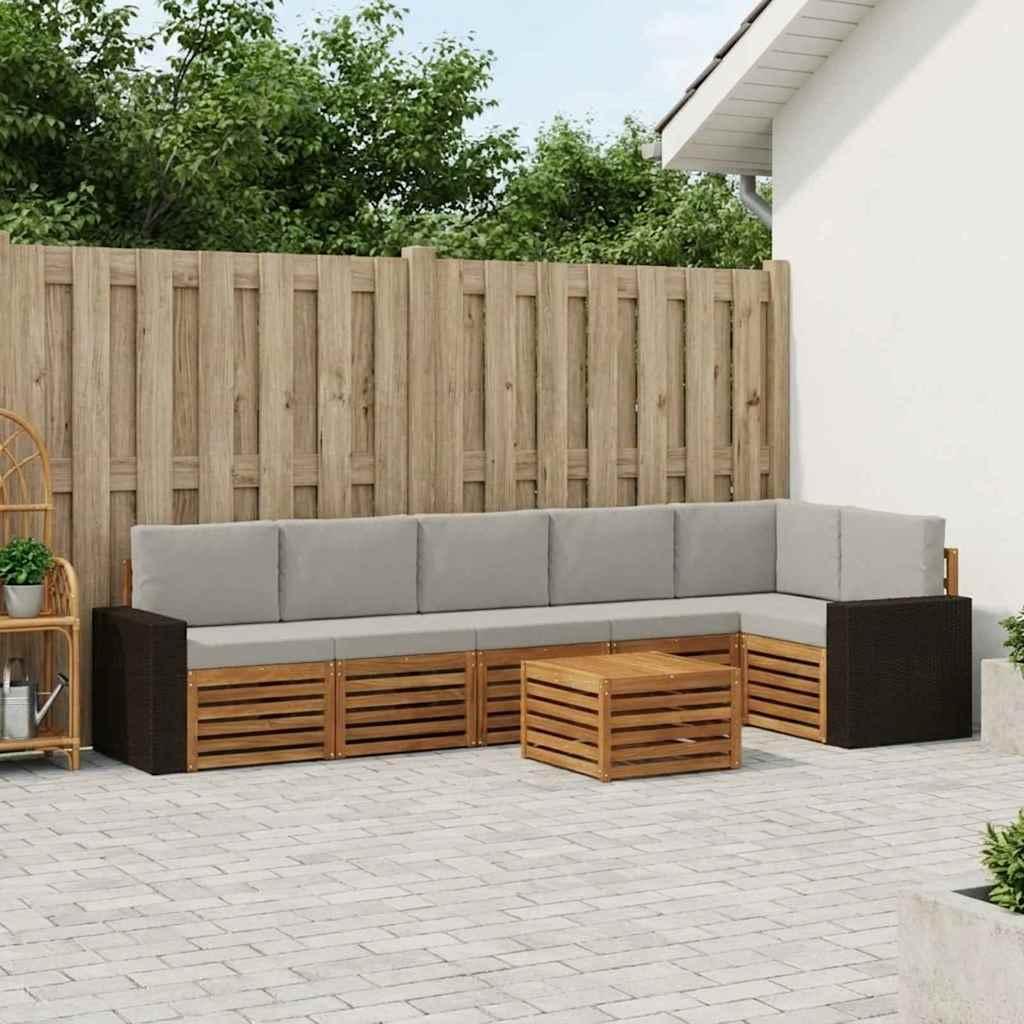 Sektionalsofa sæt med pude 7 stk Naturfarvet og lysegrå