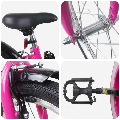 Børnecykel 22 tommer til 7-12 år gammel Pink Sort