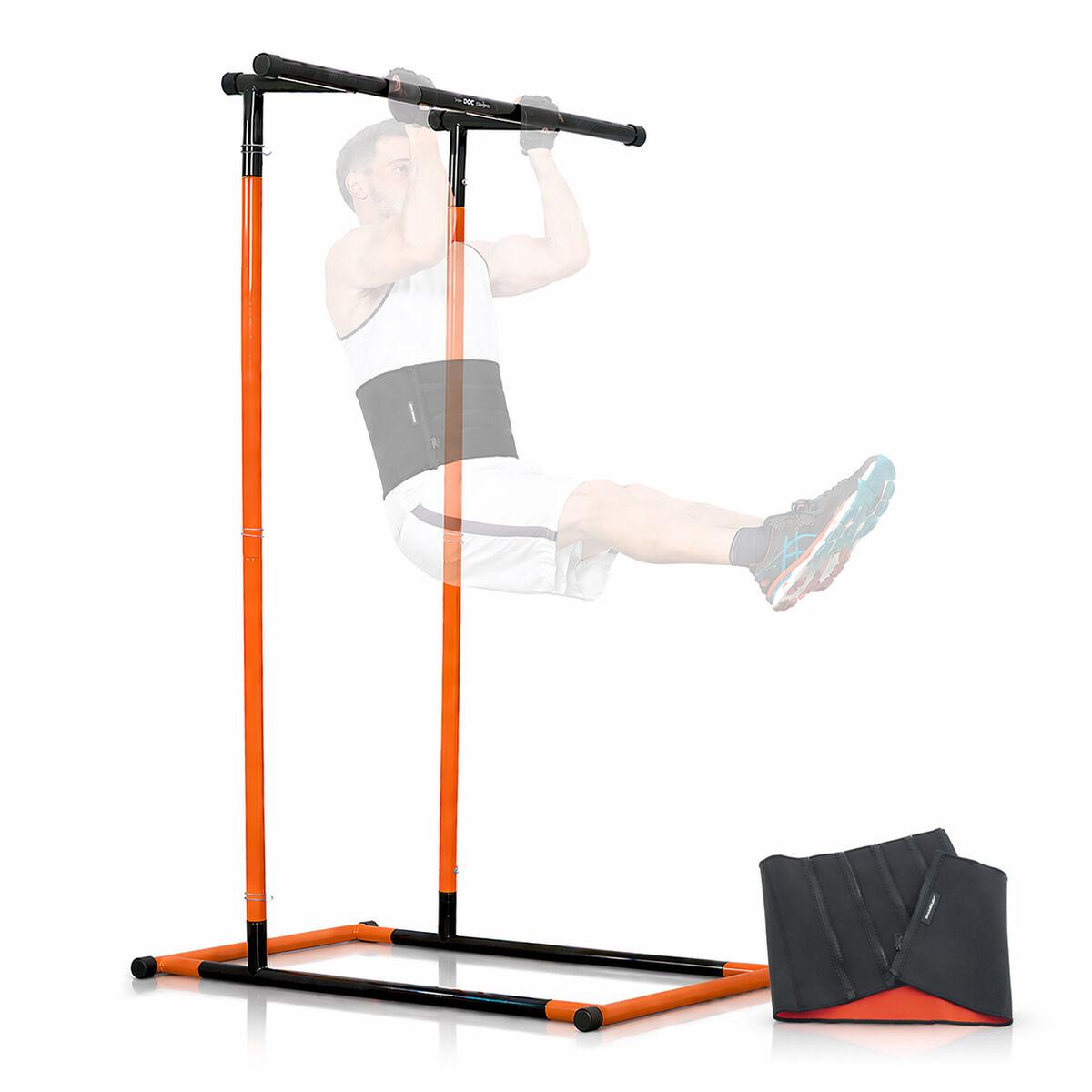 Sæt - Pull-up station med sportsbælte (saunaeffekt) og træningsguide