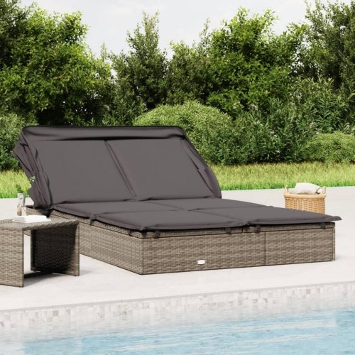 2-personers solseng foldbart tag 213x118x97 cm polyrattan grå (OUTLET A)