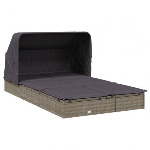 2-personers solseng foldbart tag 213x118x97 cm polyrattan grå (OUTLET A)