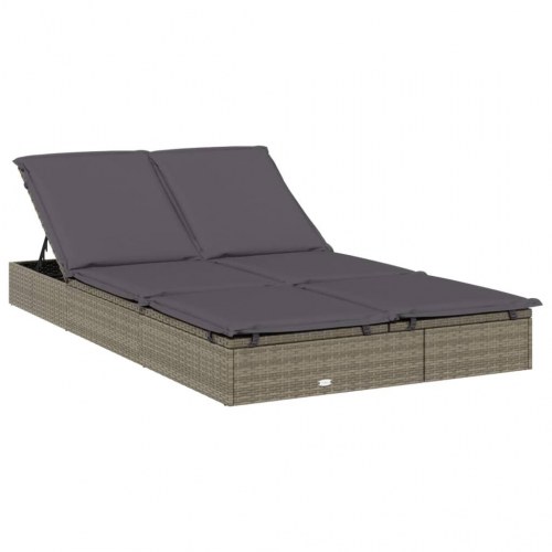 2-personers solseng foldbart tag 213x118x97 cm polyrattan grå (OUTLET A)