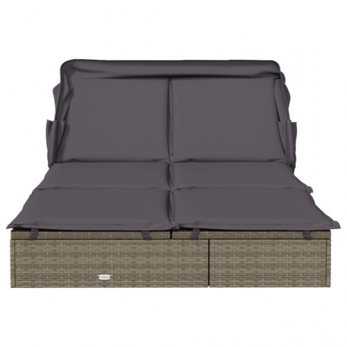 2-personers solseng foldbart tag 213x118x97 cm polyrattan grå (OUTLET A)