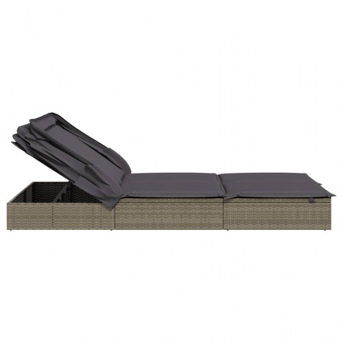 2-personers solseng foldbart tag 213x118x97 cm polyrattan grå (OUTLET A)