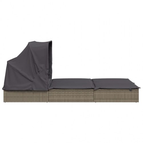 2-personers solseng foldbart tag 213x118x97 cm polyrattan grå (OUTLET A)