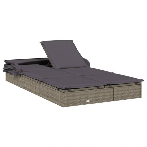 2-personers solseng foldbart tag 213x118x97 cm polyrattan grå (OUTLET A)