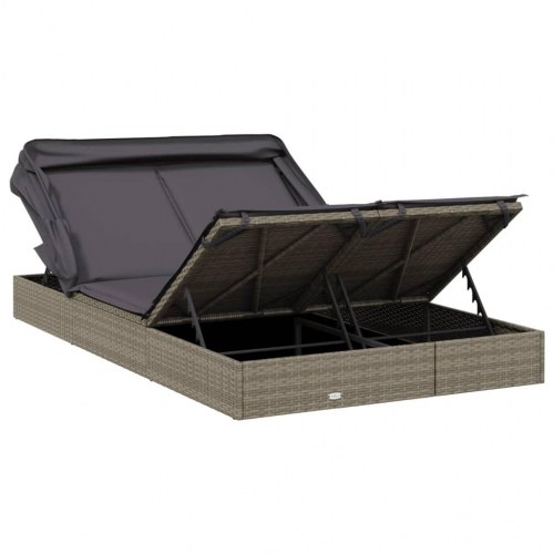 2-personers solseng foldbart tag 213x118x97 cm polyrattan grå (OUTLET A)