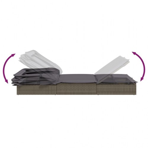 2-personers solseng foldbart tag 213x118x97 cm polyrattan grå (OUTLET A)