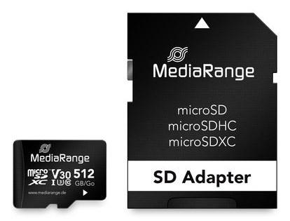 MediaRange MR947 microSDXC-hukommelseskort 512 GB UHS-I U3 V30 + SD-adapter