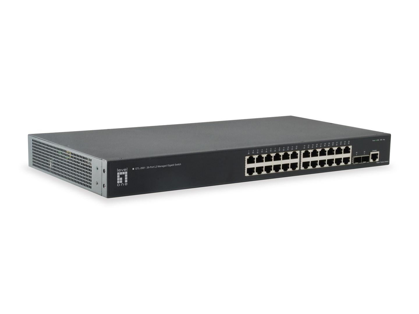 LevelOne GTL-2661 - 26-port L2 administreret Gigabit-switch med 2 x 10GbE SFP+ billede