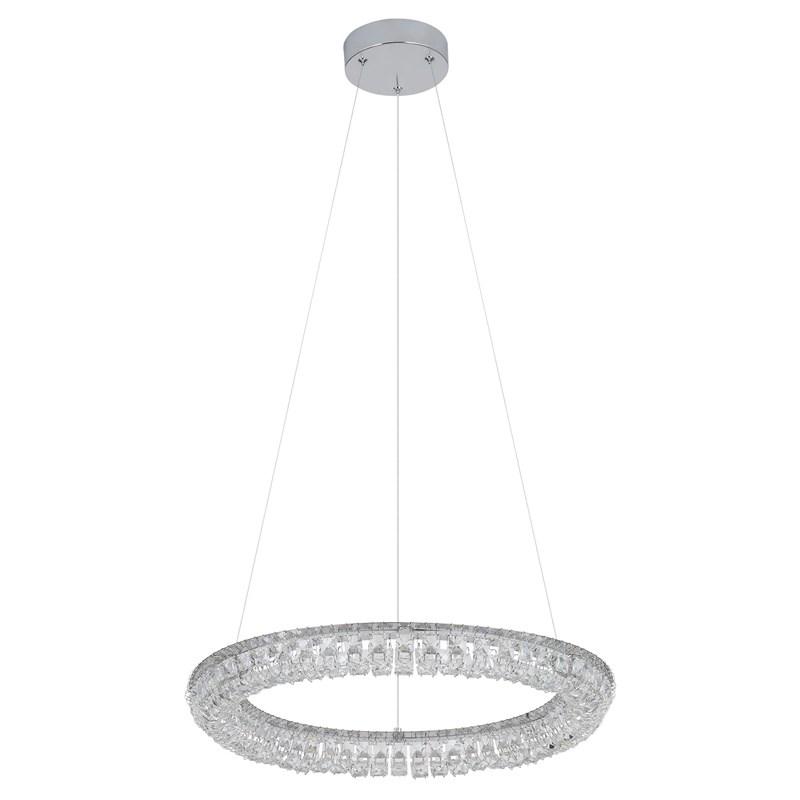 Loftpendel Ø55 cm - LED 32 W 4.000 K, ringformet krystal-look
