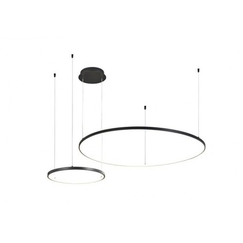 Pendellampe med LED - Sibiu, 2 runde ringe, 4.000 K, sort