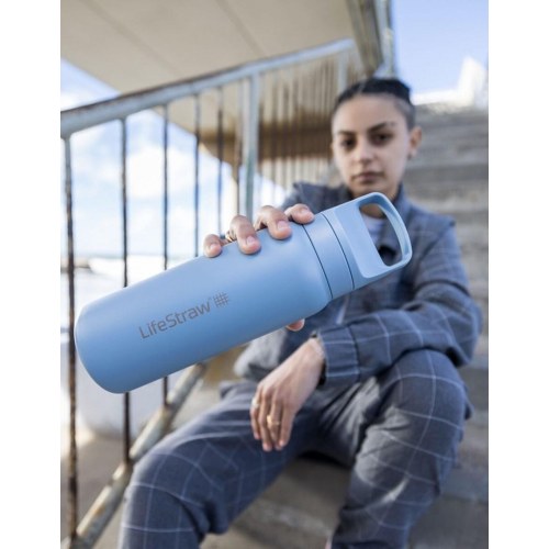 LifeStraw vandflaske med vandfilter 0,7 l - blå, rustfrit stål