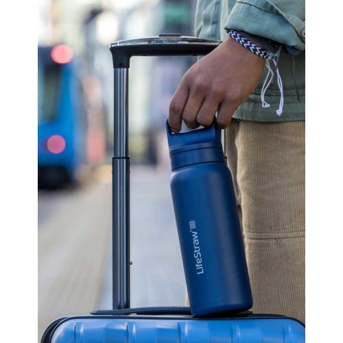 LifeStraw vandflaske med vandfilter 0,7 l - blå, rustfrit stål
