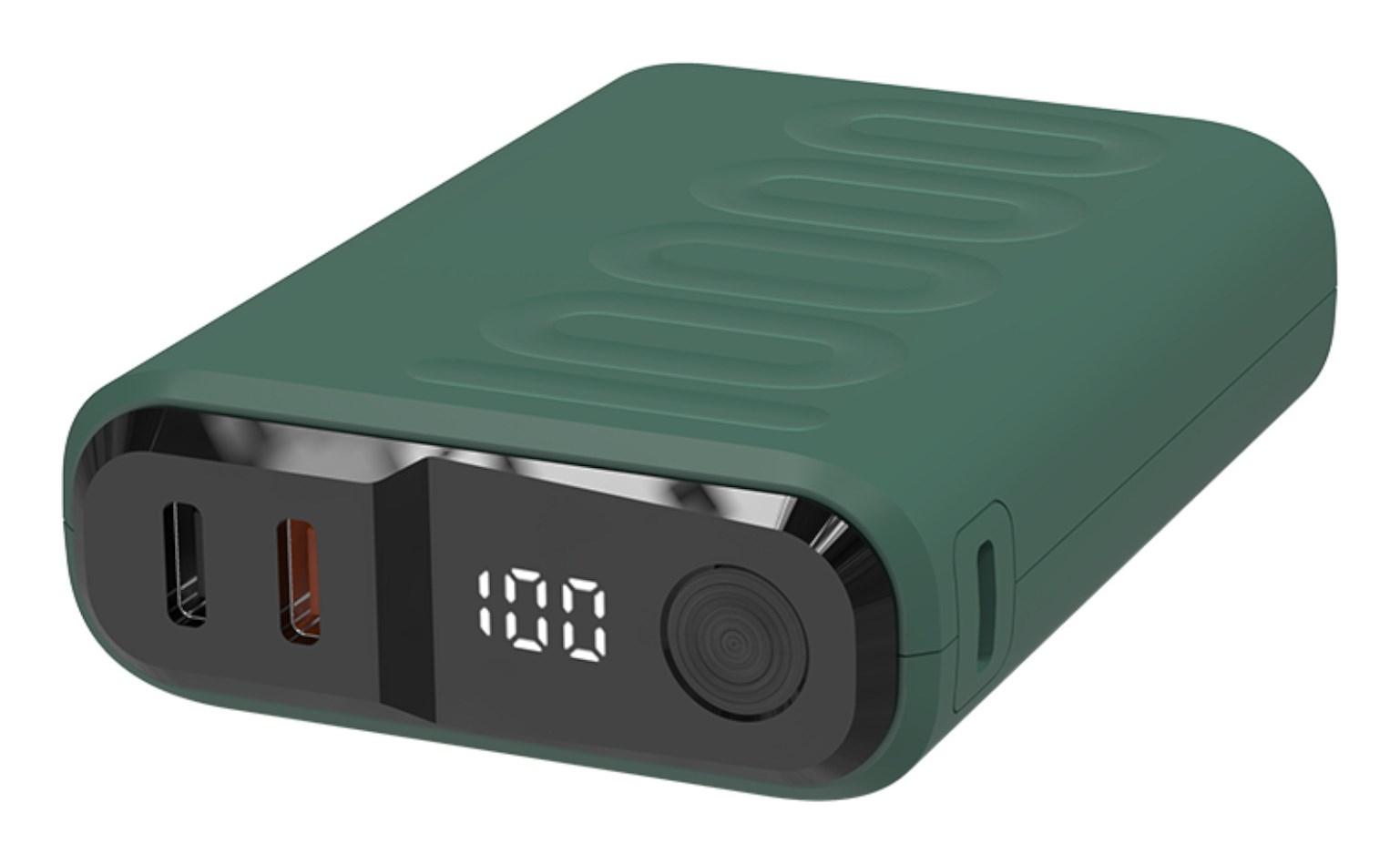 Powerbank med USB-C PD - 10.000 mAh, mørkegrøn