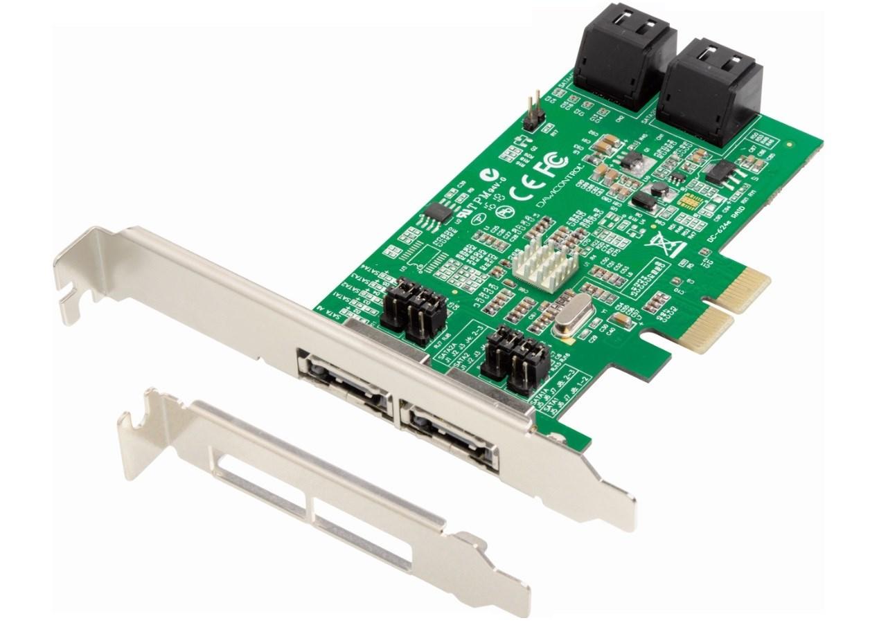 Dawicontrol DC-624E RAID - PCIe x2 2.0 SATA-controller 6 Gbit/s, 2x eSATA, Low Profile billede